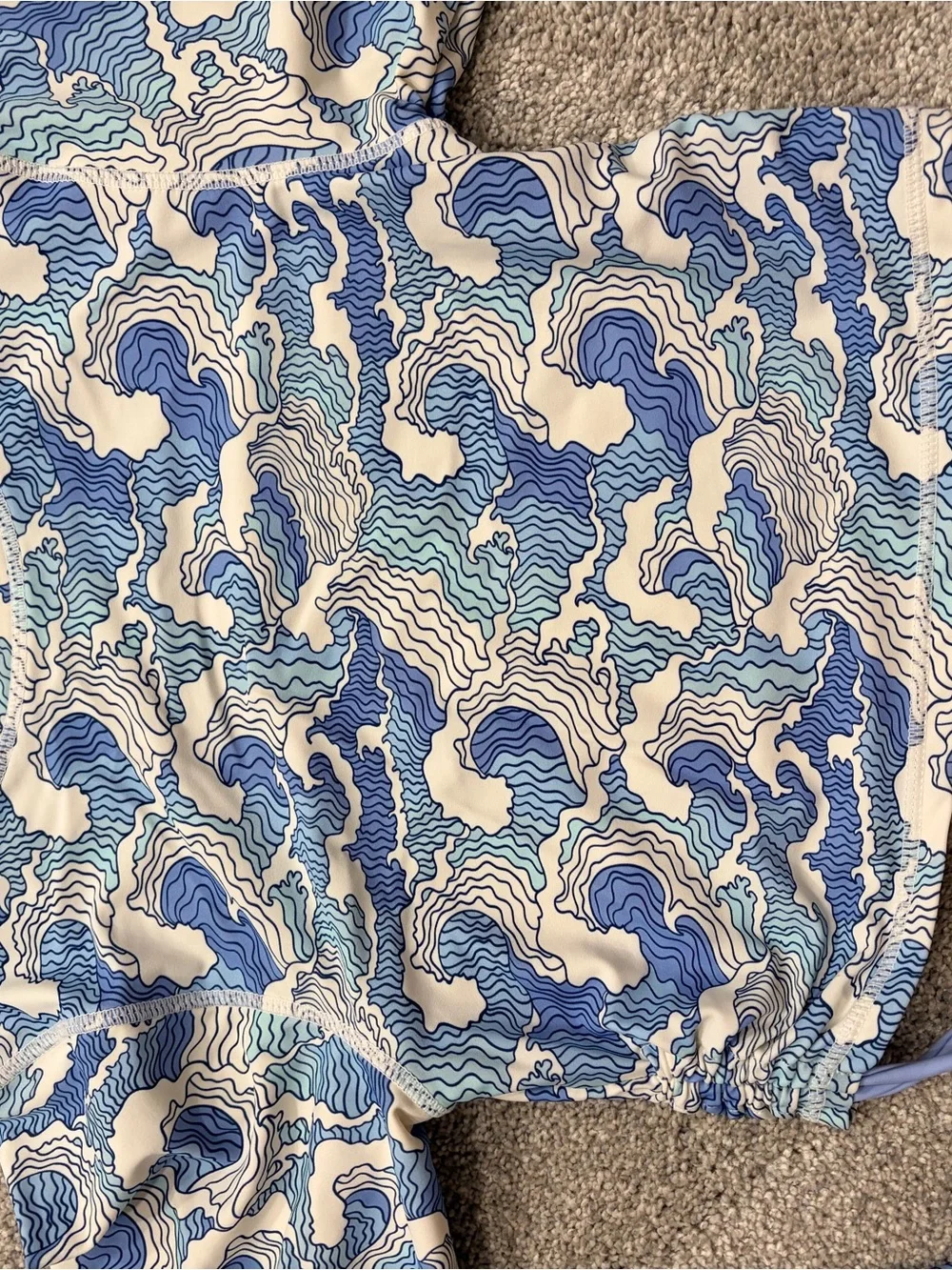 Ruffle Butts Wave Print Long Sleeve Swim Too Rash Guard